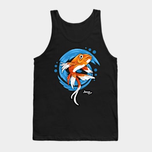 Carp Koi Fish on Blue waves Tank Top